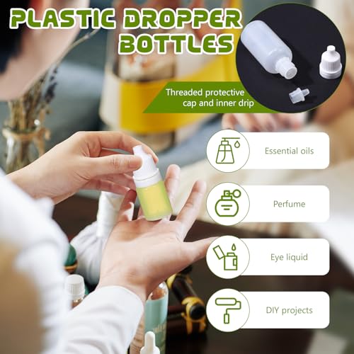 50 Pcs 10ml Plastic Dropper Bottles, Leak-Proof Squeezable Liquid Containers