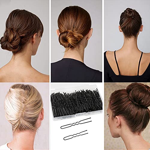 WSICSE 200Pcs U-Shaped Bobby Pins 2.0/2.4 Inch Black Hair Pins Kit