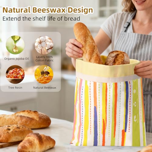2 Pack Reusable Beeswax Bread Bags for Sourdough Storage