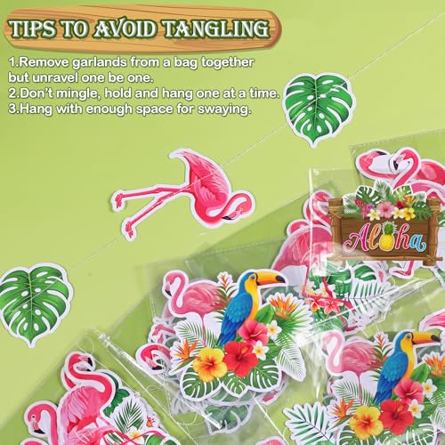 Tiamon Hawaiian Luau Party Hanging Decorations - 8 Pcs Aloha Banner Garland