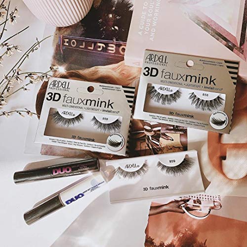Ardell 3D Faux Mink Lashes Style 859 - Fluffy Voluminous False Eyelashes, 4 Pairs