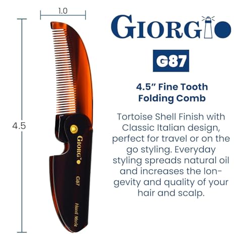 Giorgio G87 Folding Mustache & Beard Comb 2 Pack - Handmade Pocket Combs for Men