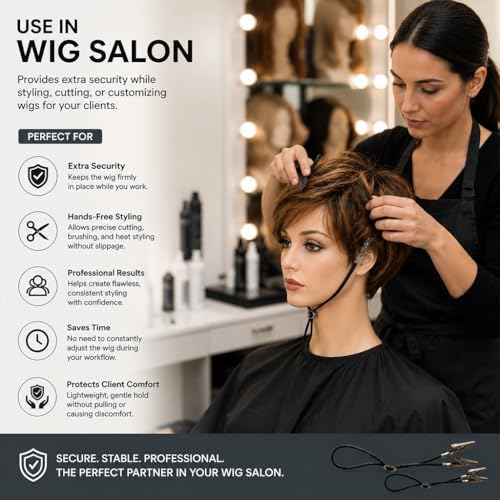 Brandywine Wig Chin Strap with Strong Grip for Styling, Cutting & Brushing – 2 Pack