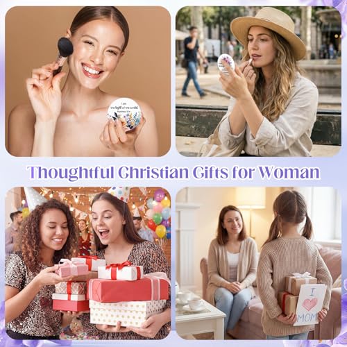 24 Pcs Biblical Affirmation Compact Mirrors - Floral Christian Pocket Mirrors