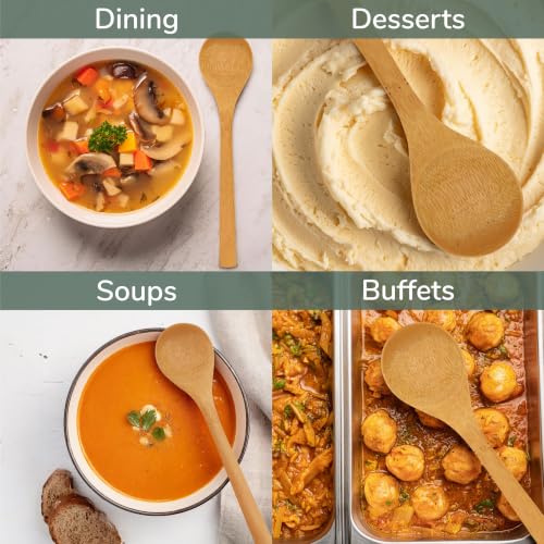 BambooMN 8-Inch Reusable Bamboo Soup Spoons - Pack of 10