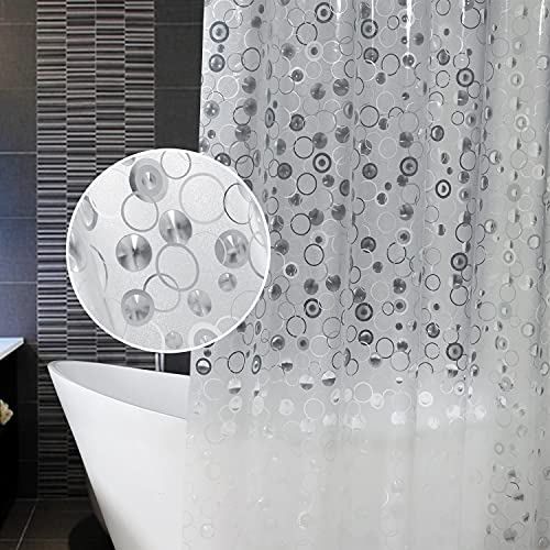 AooHome 72x78 Inch EVA Shower Curtain Liner - 3D Circle Pattern, Water Repellent with Hooks & Magnets