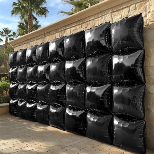 NISOCY 25PCS Black Square Foil Balloon Wall Backdrop Kit