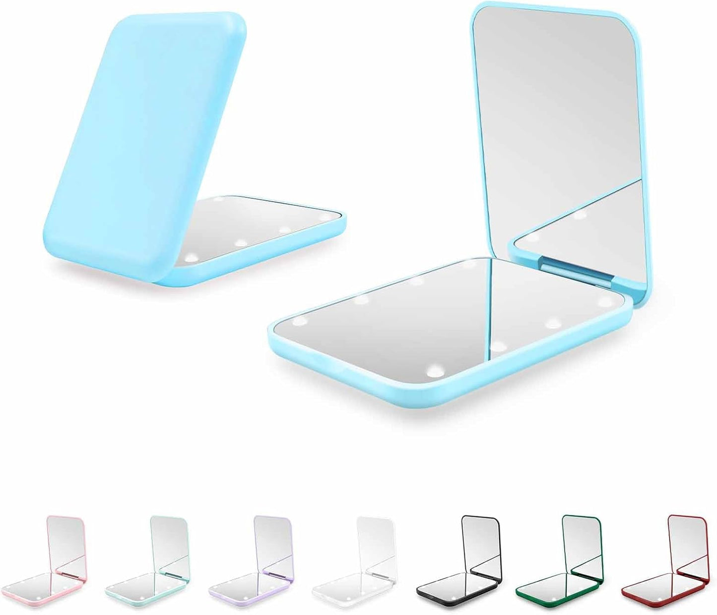 Compact LED Pocket Mirror - 1X/3X Magnification, Mini Travel Mirror for Purse | Pink