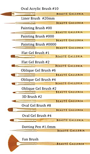 BEAUTÉ GALLERIA 15-Piece Nail Art Brush Set for Detailing & Design