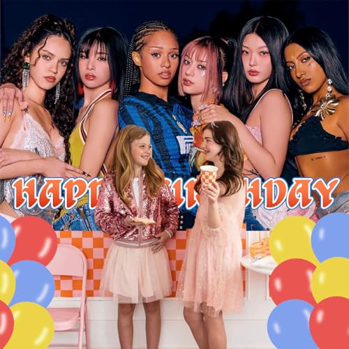 Katseye Kpop Birthday Backdrop Banner & Cake Toppers Set
