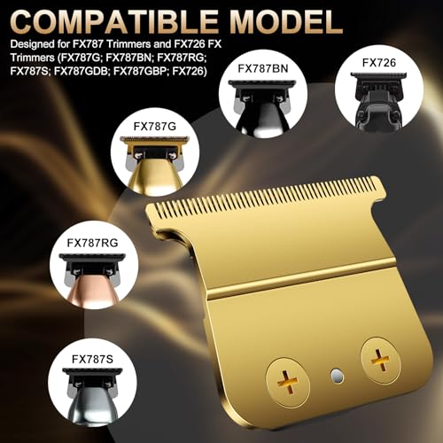 CR8GR8 Golden DLC T-Blades Replacement for BaByliss FX787, FX799, FX726, FX729 - Precision Hair Trimmer Blades