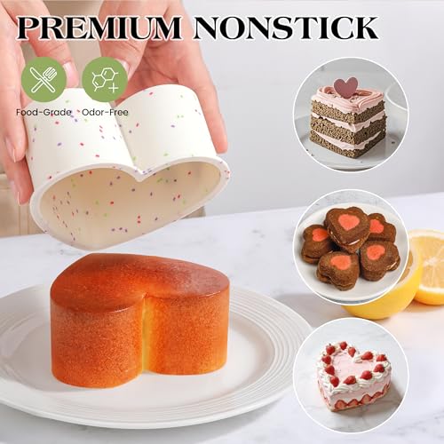 4 Inch Nonstick Silicone Heart Cake Pans Set of 3
