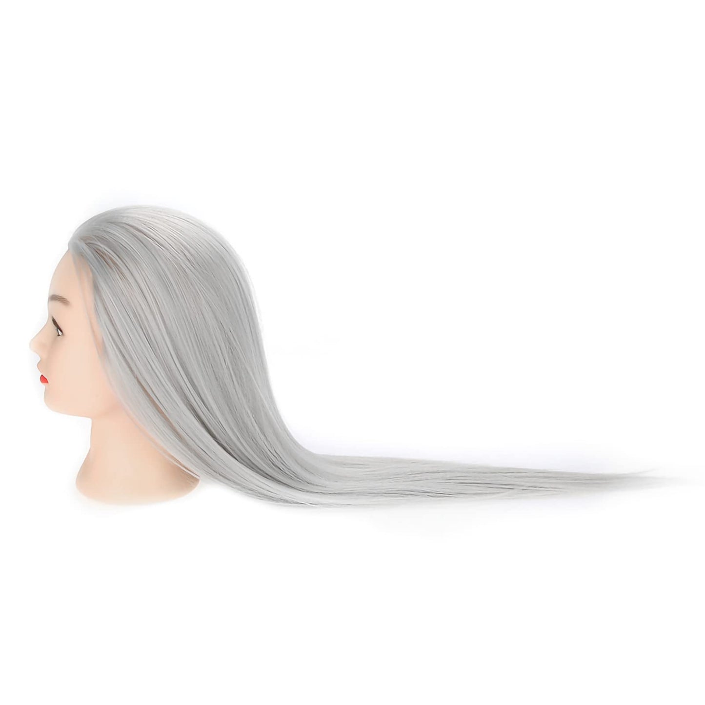 Training Head Mannequin Dolls for Hair Practice, Cosmetology Hairdressing Salon Tool with Thick 66cm High - Temperature Fiber and 30% Human Hair, Dark Gray or Light Gray for (ET-172#)