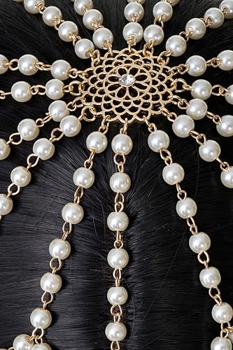 BABEYOND 1920s Gold Crystal Rhinestone Head Chain Gatsby Headpiece