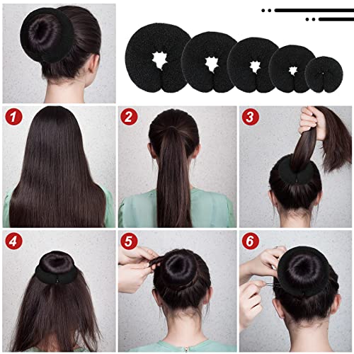 Yinder 34-Piece Hair Bun Maker Set for DIY Updos & Hairstyles, Black
