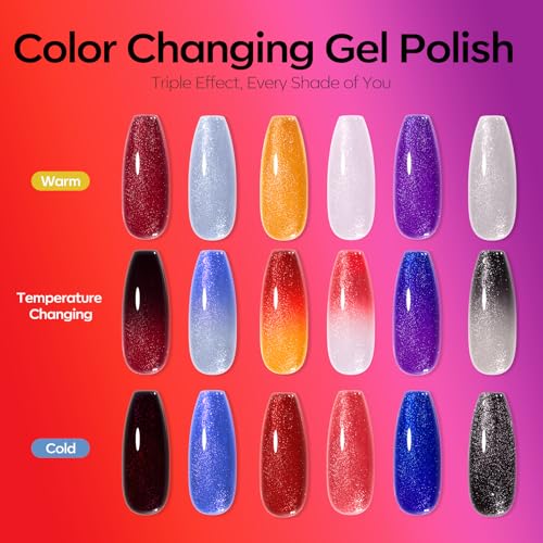 Modelones Glitter Gel Nail Polish Set - Color Changing 6 Shades