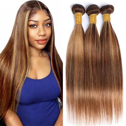 Peenoll P4/27 Highlight Human Hair Bundles - Brazilian Straight Virgin Hair