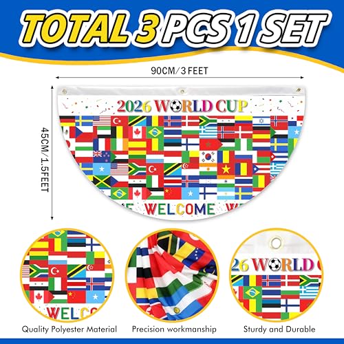 3-Piece World Flags Banner Set - 1.5x3 ft Party Decorations
