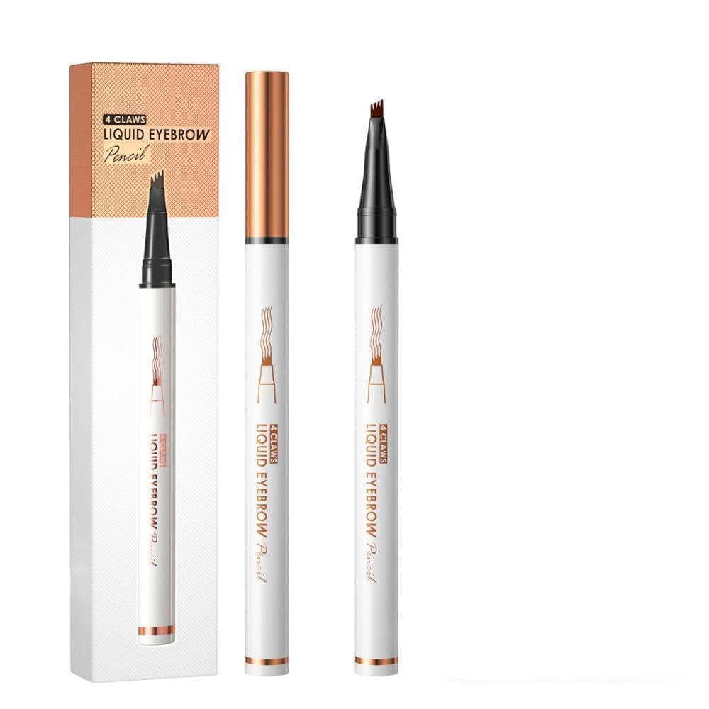 Magic Eyebrow Pencil - 3D Waterproof Microblading Pen with 4-Tip Spoolie Brush | Dark Brown, Precise Contouring for Natural Brows