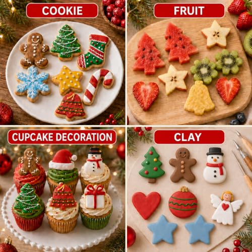 22-Piece Mini Christmas Cookie Cutter Set - Stainless Steel Shapes