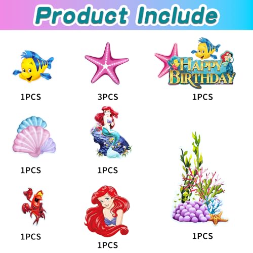 Mermaid Cake Decorations Set - 10 Ocean Themed Toppers for Birthdays