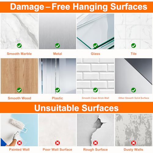 DDMY Heavy Duty Adhesive Hooks - 50lb Max, Waterproof & Reusable, 8 Pack