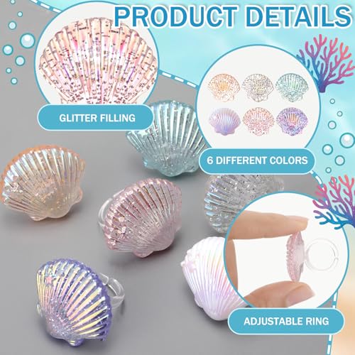 Mermaid Tail Cupcake Ring Toppers - 24 Pcs Ocean Party Decorations