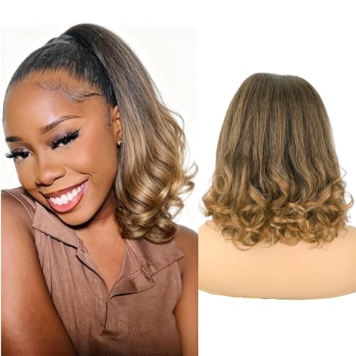 Yaki Straight Drawstring Ponytail Extension 14 Inch T1B/27 Mix