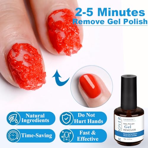 LOUINSTIC Gel Nail Polish Remover Kit with Cuticle Oil & Manicure Tools