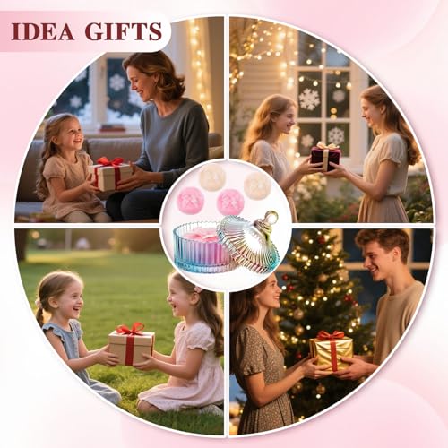 HUGOMOVA Oversized Crystal Powder Container & 4 Ultra-Soft Velour Puffs Set