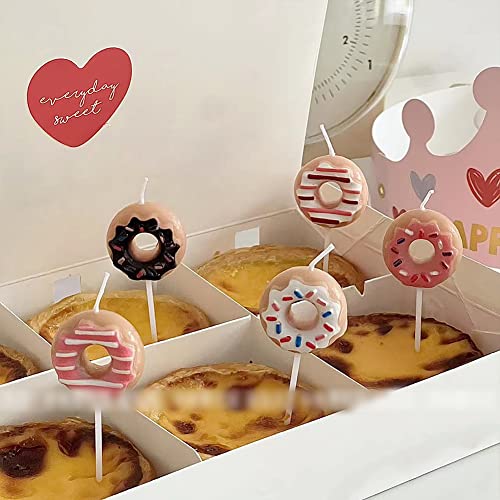 5 Mini Cute Donut Shaped Birthday Candles for Cake Decoration