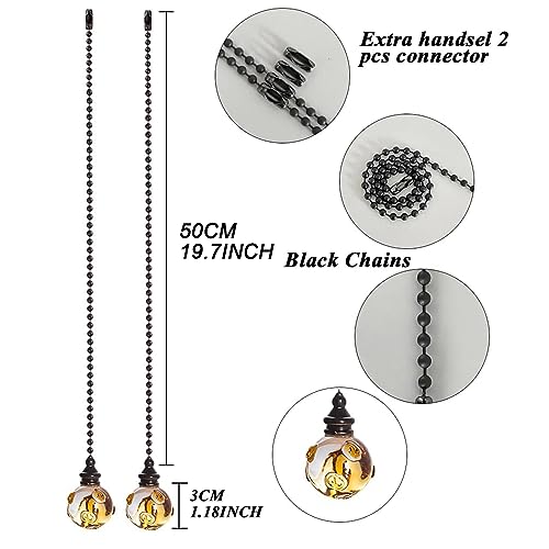 Crystal Ceiling Fan Pull Chains with Amber Pendants - Pack of 2