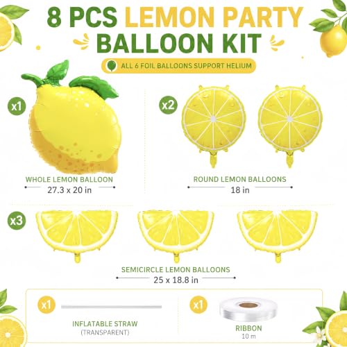 6Pcs Lemon Balloons Set for Summer Parties & Celebrations