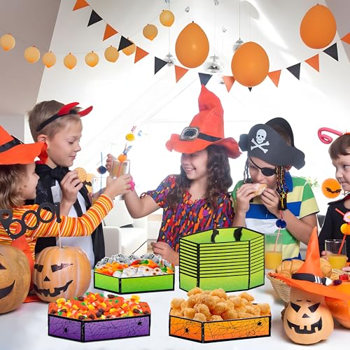 Geefuun 100Pcs Halloween Coffin Food Trays - Disposable Snack Dishes
