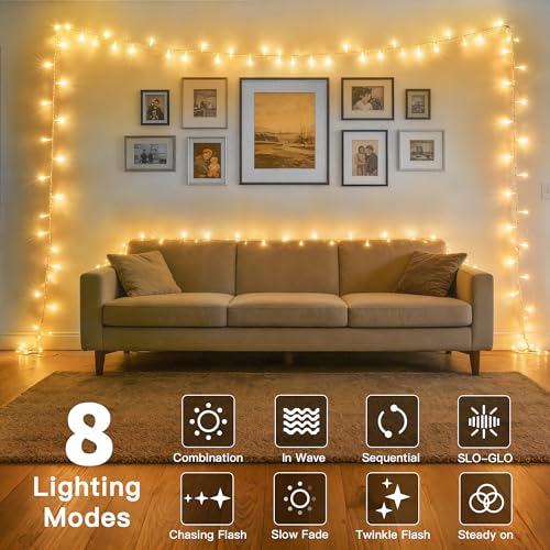 Ollny 100 LED Battery Operated Fairy Lights, 33FT Waterproof String Lights