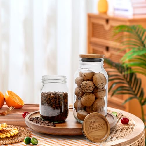 4 Pack Wide Mouth Mason Jar Lids - Acacia Wood with Silicone Seal