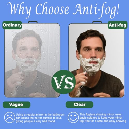 Shower Mirror Fogless for Shaving Men Fog Free Anti Fog Bathroom No Fog Proof Anti-Fog Hanging Shatterproof RV (9¡± x 7¡±)