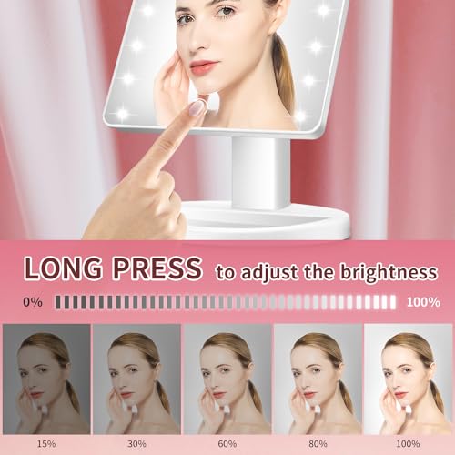 KOOKIN LED Lighted Vanity Makeup Mirror, Dimmable Touch Screen, White
