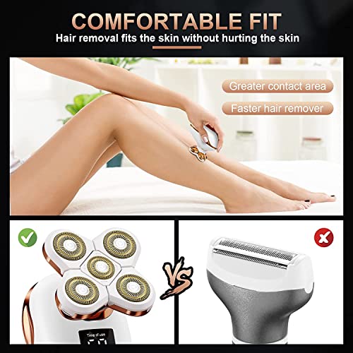 2-in-1 Electric Razors for Women, Wet/Dry 5D Razor & Hair Trimmer with USB Adapter Charging Cable,5D Rechargeable Rotary Shaver Lithium-Ion Battery, Water Resistant Grooming Kit Color B