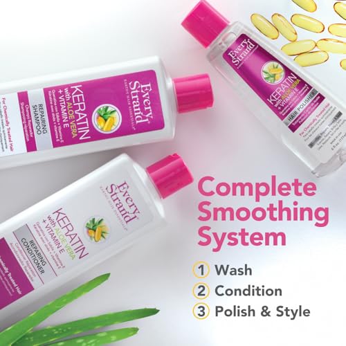 Every Strand Keratin Shampoo & Conditioner Set with Hair Polisher – Sulfate-Free Hair Care for Damaged & Chemically Treated Hair