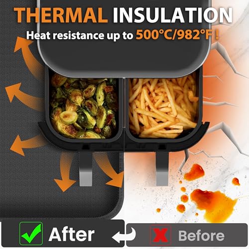 Heat Resistant Silicone Mat for Air Fryer - 19.6 x 11.8 in, Non-slip & Waterproof