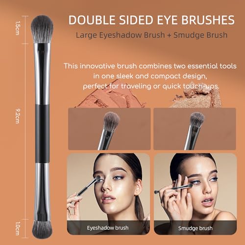 ENERGY 4-Piece Travel Eye Makeup Brush Set with Mirror Case