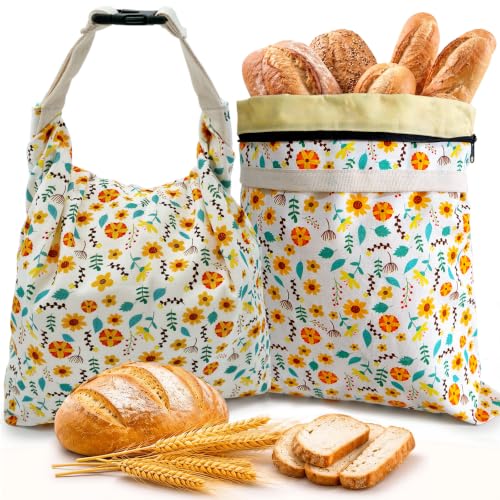 Reusable Beeswax Bread Bags (2 Pack) - 17x13 Inch with Zipper