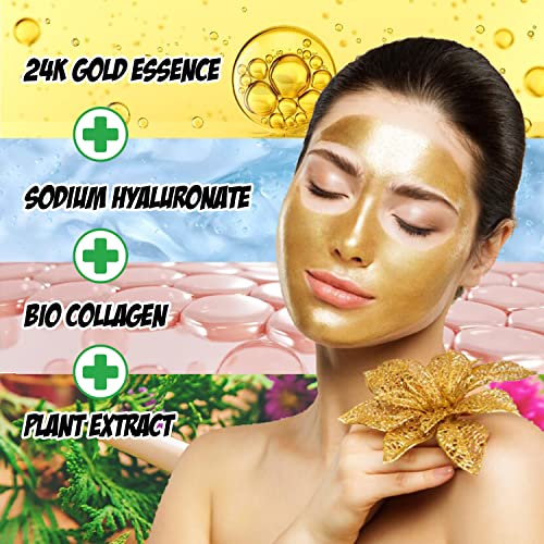 24K Pink Collagen Face Sheet Mask - Anti-Aging Hydration for All Skin Types - 15 Sheets