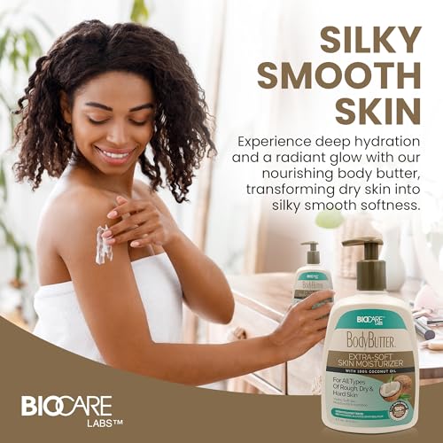 Biocare Deep Moisturizing Body Butter Cream 16 oz with Coconut Oil - Soft Skin