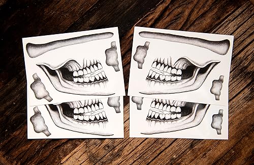 Classic Skull Temporary Tattoos - Waterproof Halloween Face Stickers