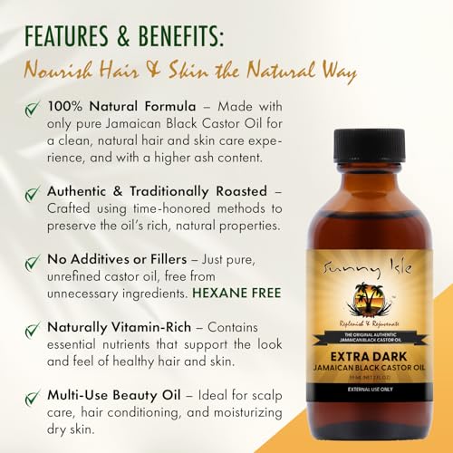 Sunny Isle Extra Dark Jamaican Black Castor Oil 2oz - Hair Growth & Moisture