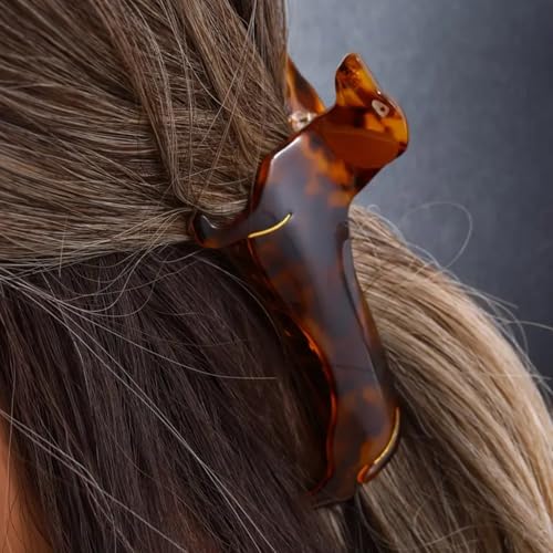 FRUZJAY Brown Dachshund Puppy Hair Claw Clips for Women - Strong Hold Pet Hair Accessories