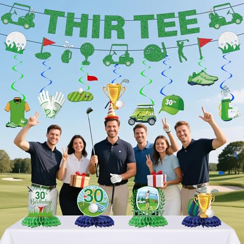 Golf 30th Birthday Decorations - 14 Pcs Golf Themed Party Set