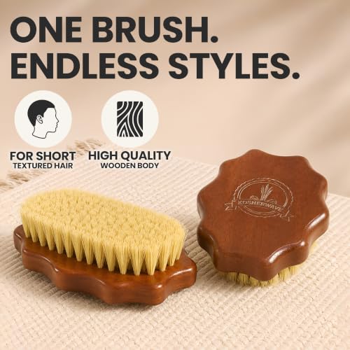 Kosher Palm Wave Brush, Vegan Agave Bristle Detail Brush for 360 Waves